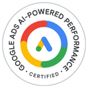 Google AI-Powered Performance certification badge held by SEO7.ES, web studio in Valencia