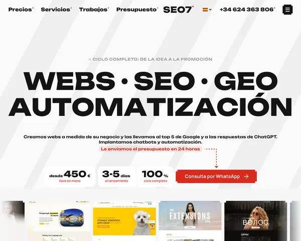 SEO7.ES: página de inicio, versión para ordenador