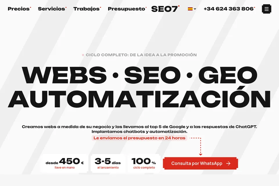 SEO7.ES: página de inicio, versión para ordenador