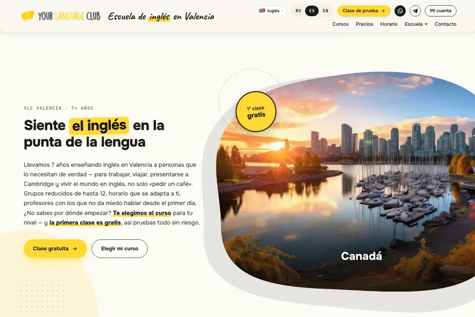 YLC Valencia: página de inicio, versión para ordenador